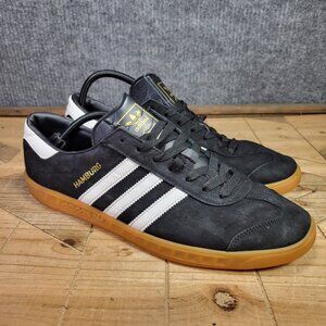 Adidas Hamburg Men's 12 Suede Black White Casual Shoes Samba Style Rare
